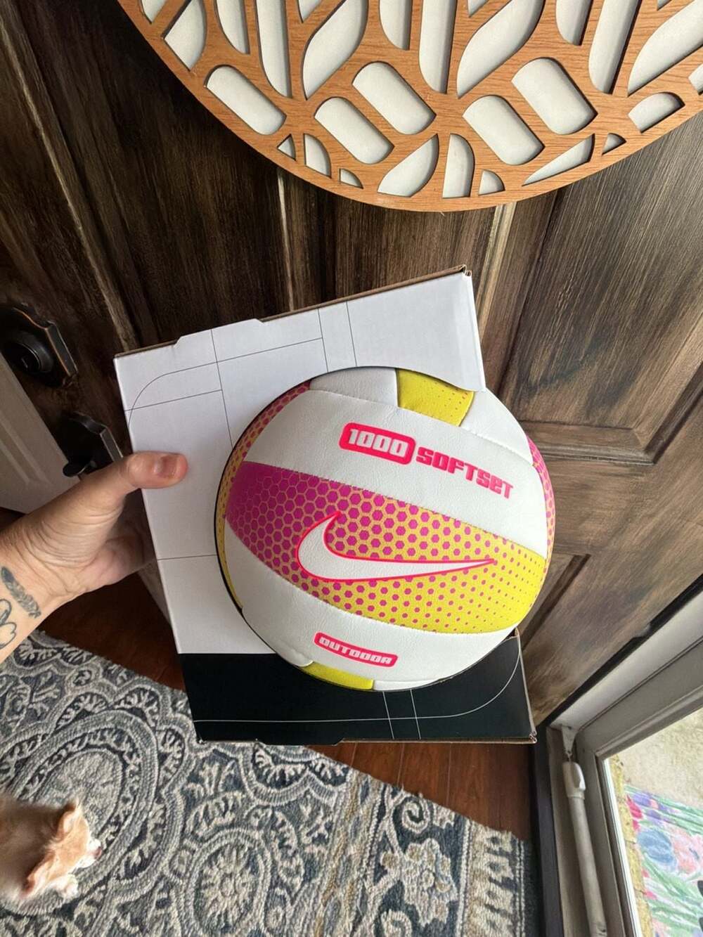 Nike 1000 Softset Outdoor Volleyball White Pink Yellow Size 5